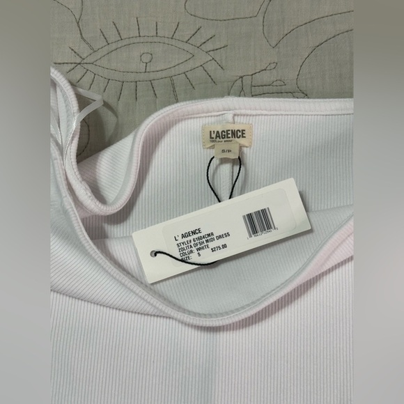 L’AGENCE Zolita Off-the-Shoulder Dress Sz S • White • All-Season Staple - NWT - Picture 8 of 9